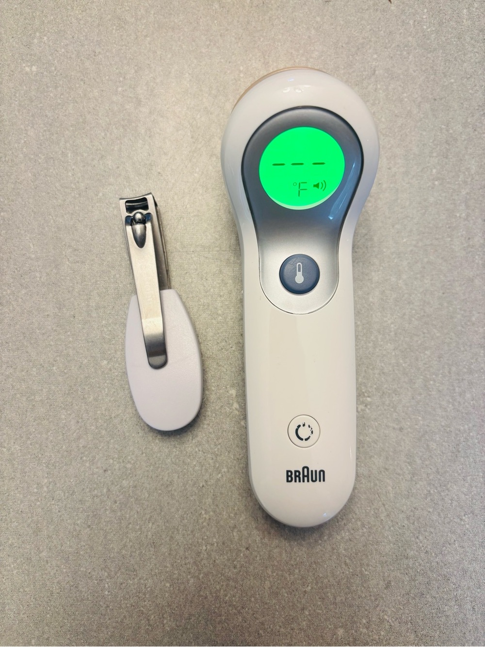 Braun No Touch + Forehead Thermometer & Frida Baby Nail Clippers